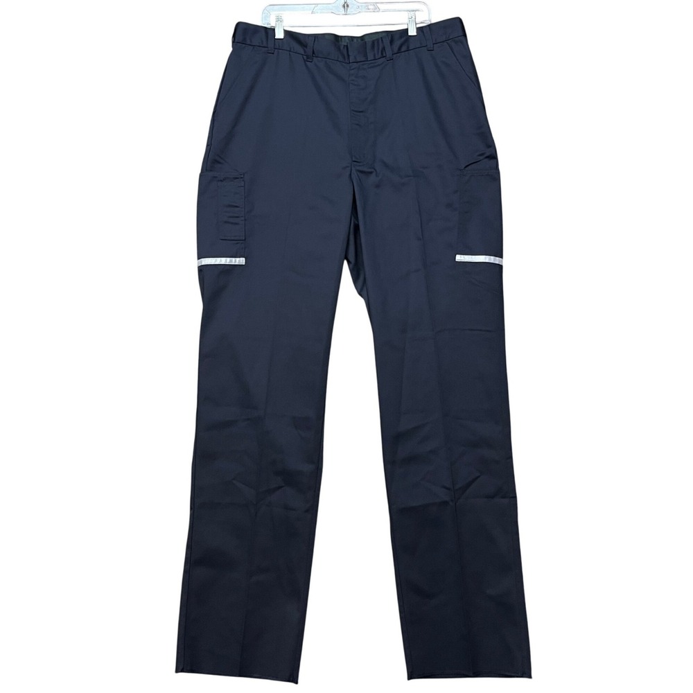 VF Imagewear FedEx Cargo Pants Mens 40R 37U Navy Reflective Workwear Unhemmed